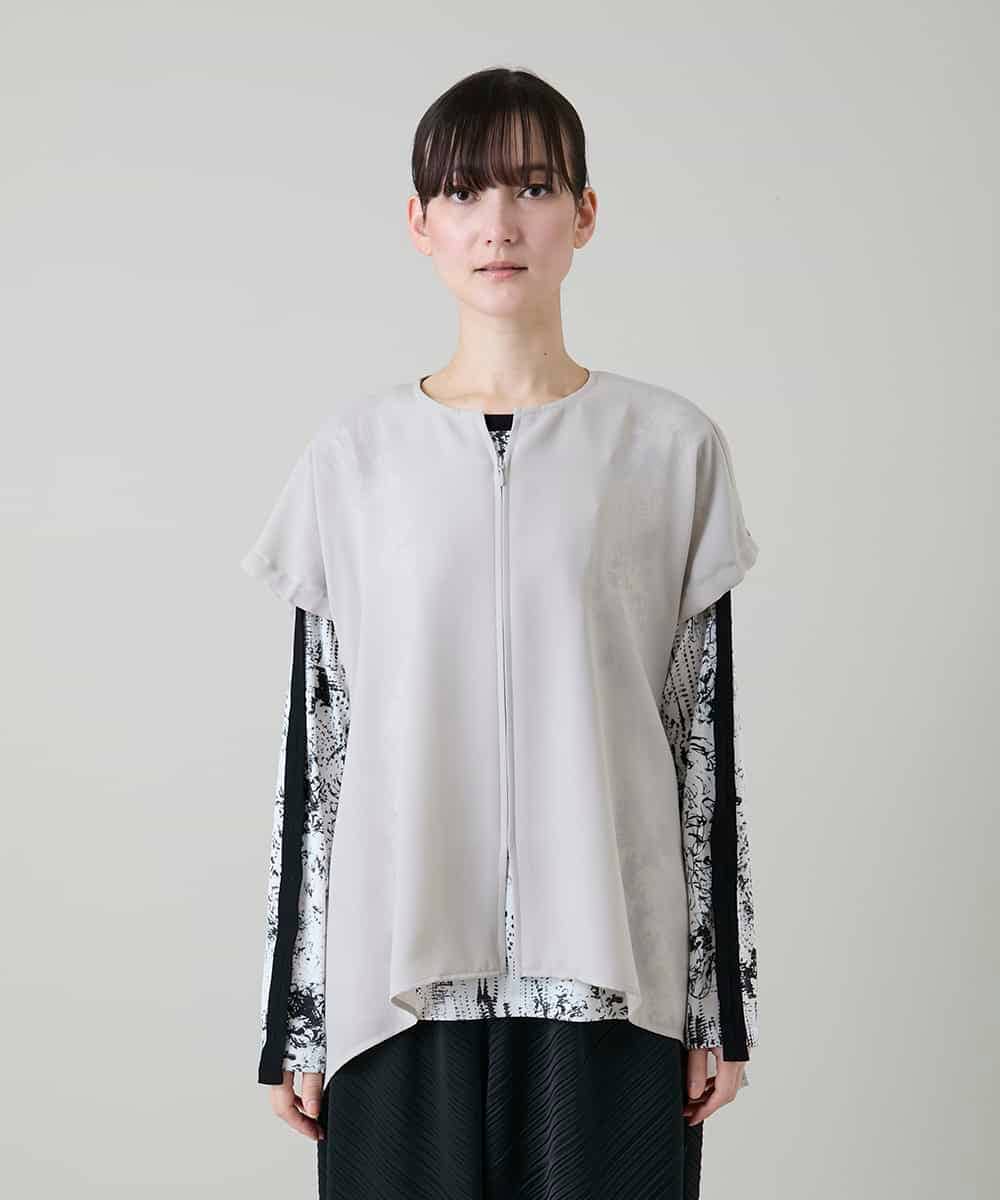 RKBGD01390 HIROKO KOSHINO(ヒロココシノ) ギャザースリーブジレ/日本製/洗える オフホワイト