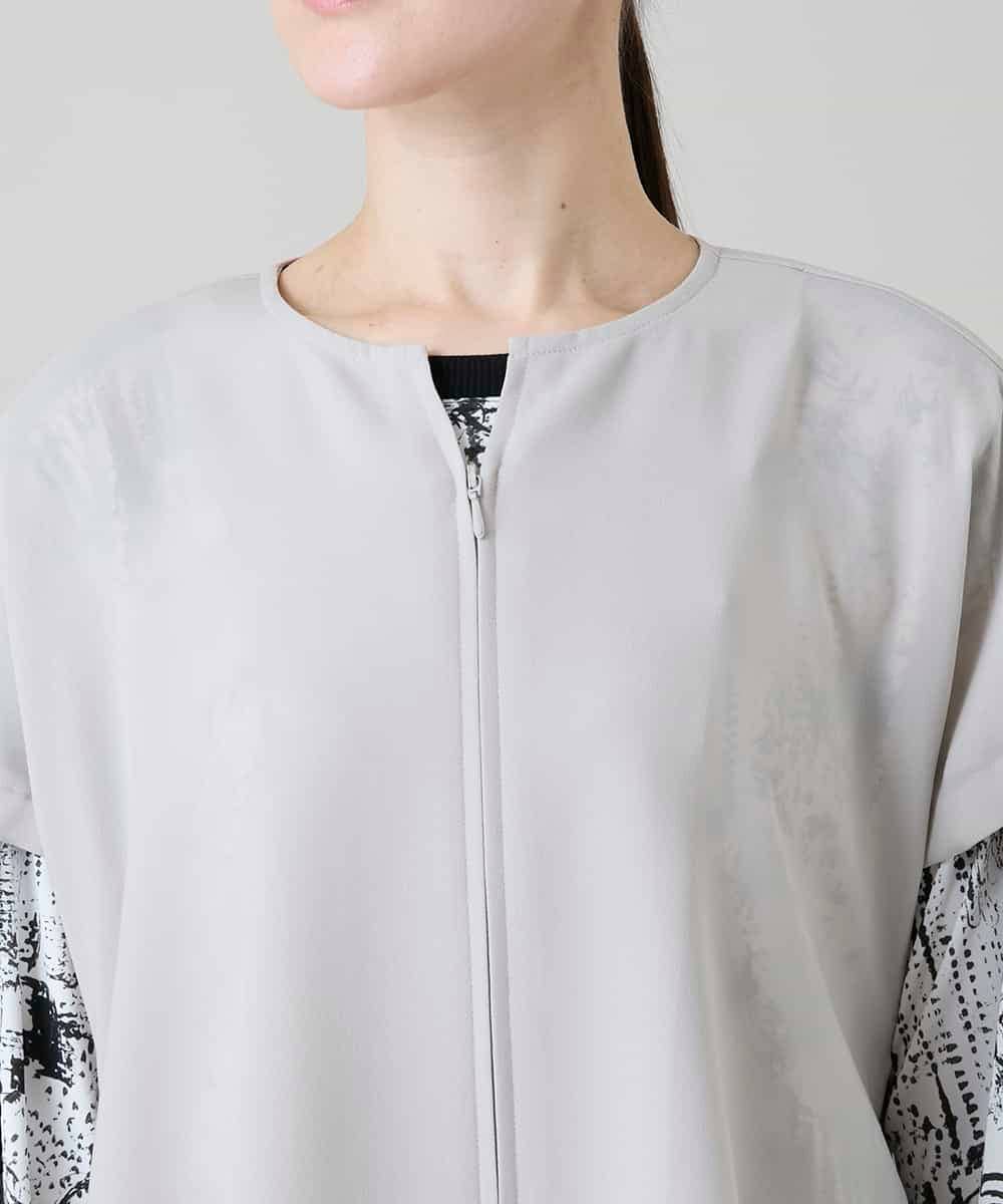 RKBGD01390 HIROKO KOSHINO(ヒロココシノ) ギャザースリーブジレ/日本製/洗える オフホワイト