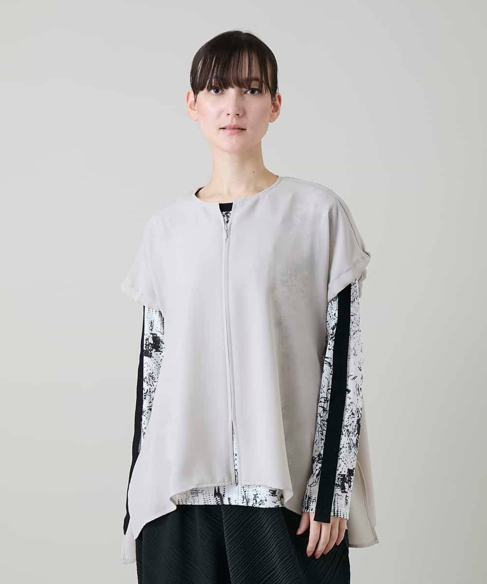 RKBGD01390 HIROKO KOSHINO(ヒロココシノ) ギャザースリーブジレ/日本製/洗える オフホワイト