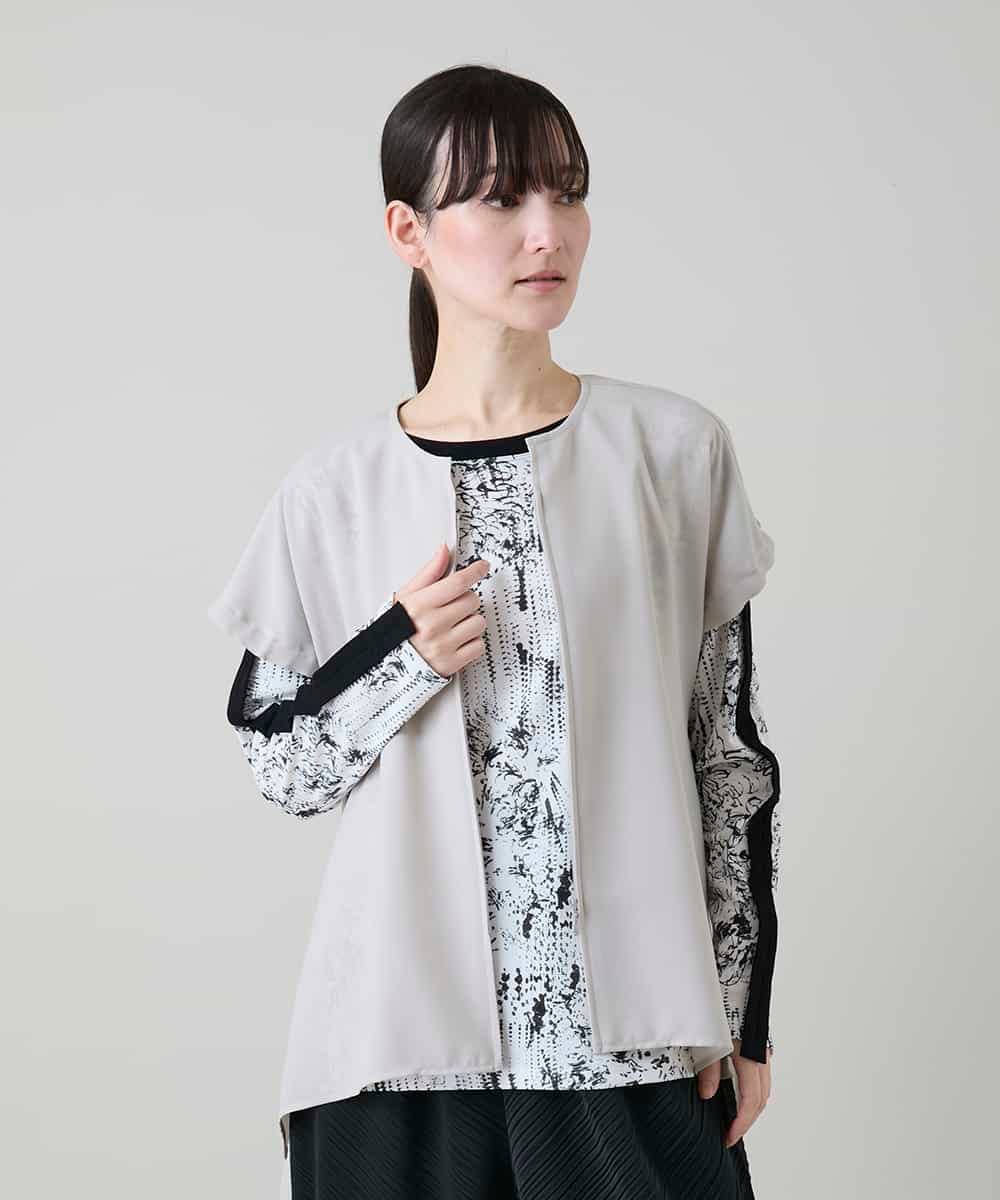 RKBGD01390 HIROKO KOSHINO(ヒロココシノ) ギャザースリーブジレ/日本製/洗える オフホワイト