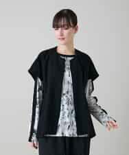 RKBGD01390 HIROKO KOSHINO(ヒロココシノ) ギャザースリーブジレ/日本製/洗える ブラック