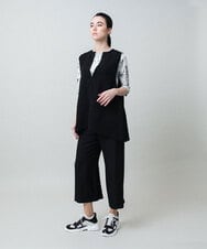 RKBGF01330 HIROKO KOSHINO(ヒロココシノ) Vカットデザインジレ/日本製/洗える ブラック
