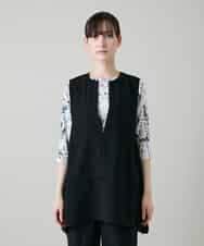RKBGF01330 HIROKO KOSHINO(ヒロココシノ) Vカットデザインジレ/日本製/洗える ブラック
