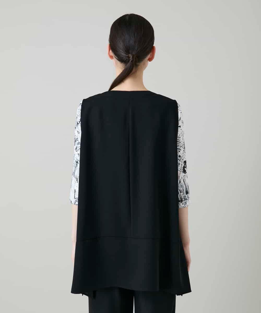 RKBGF01330 HIROKO KOSHINO(ヒロココシノ) Vカットデザインジレ/日本製/洗える ブラック