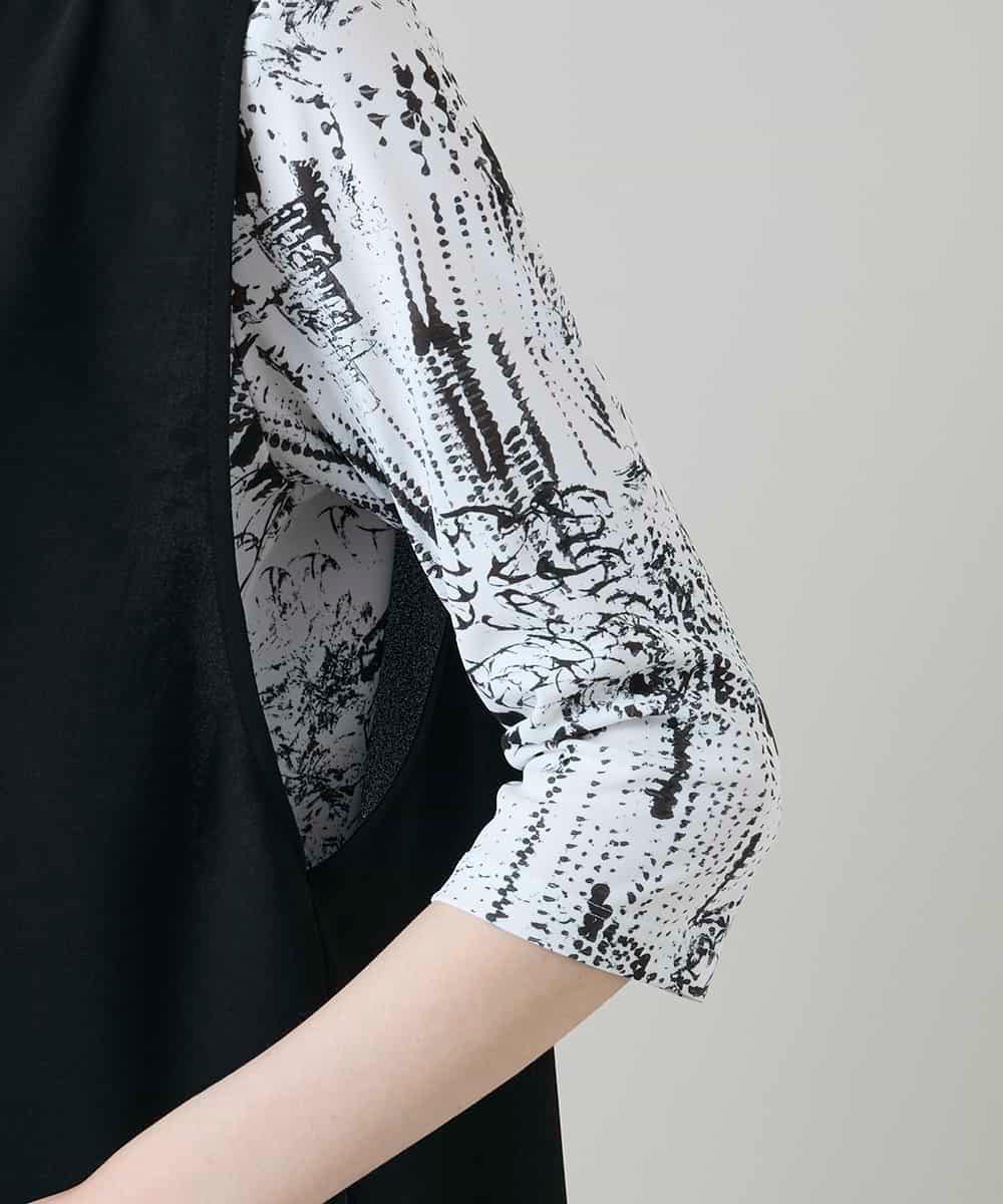 RKBGF01330 HIROKO KOSHINO(ヒロココシノ) Vカットデザインジレ/日本製/洗える ブラック