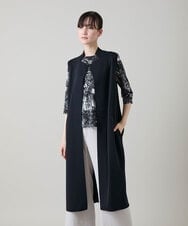 RKBGF02390 HIROKO KOSHINO(ヒロココシノ) 【WEB/京王百貨店新宿店限定】カットラペルジャージーロングジレ/日本製/洗える ブラック
