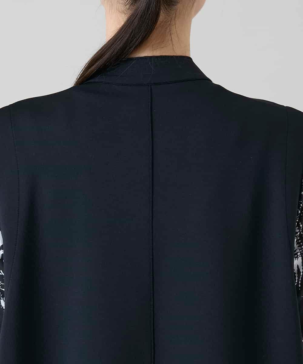 RKBGF02390 HIROKO KOSHINO(ヒロココシノ) 【WEB/京王百貨店新宿店限定】カットラペルジャージーロングジレ/日本製/洗える ブラック