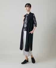 RKBGF02390 HIROKO KOSHINO(ヒロココシノ) 【WEB/京王百貨店新宿店限定】カットラペルジャージーロングジレ/日本製/洗える ブラック