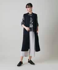 RKBGF02390 HIROKO KOSHINO(ヒロココシノ) 【WEB/京王百貨店新宿店限定】カットラペルジャージーロングジレ/日本製/洗える ブラック