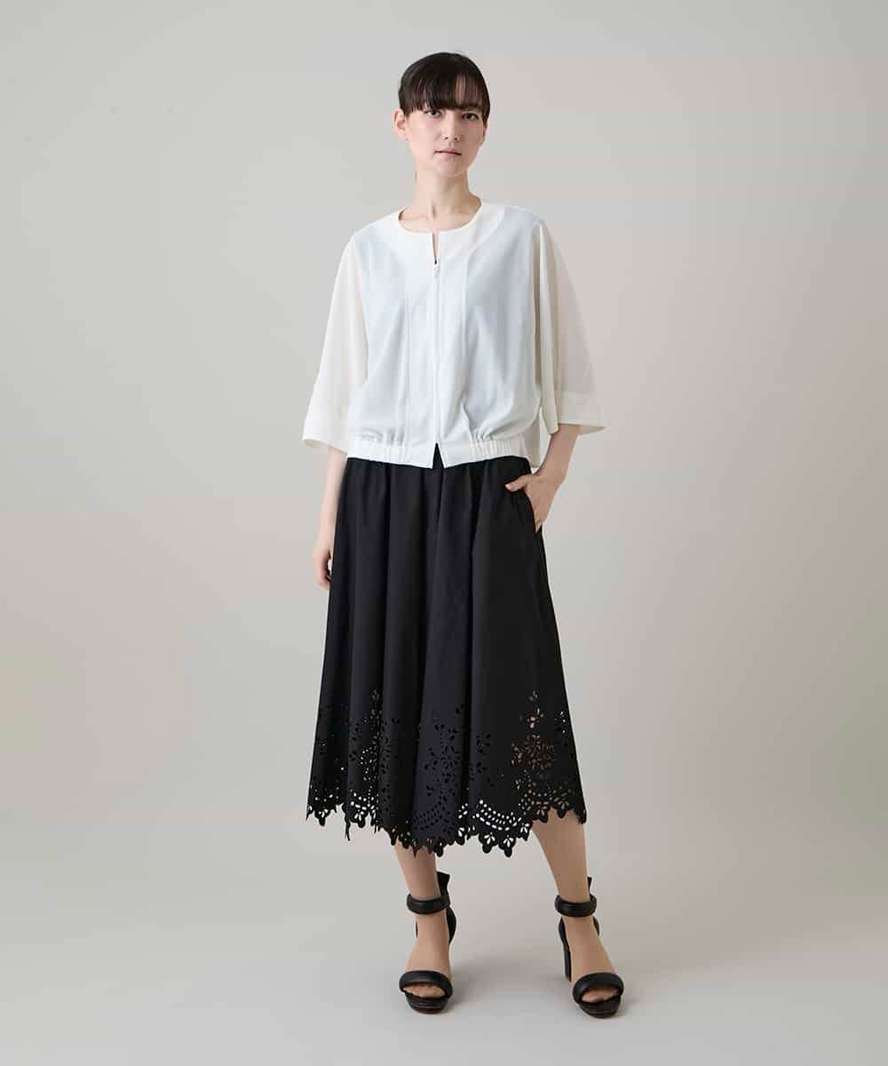 RKBHE02430 HIROKO KOSHINO(ヒロココシノ) エアリージップアップボレロ /日本製/洗える アイボリー