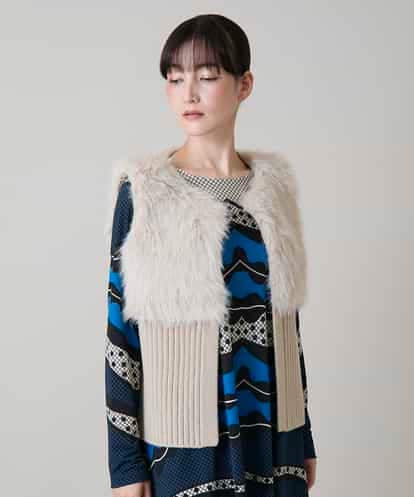 RKBLD02450 HIROKO KOSHINO ファーニットデザインジレ