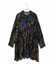RLBAG12350 HIROKO BIS GRANDE(ヒロコ ビス グランデ) 【大きいサイズ】幾何柄プリーツチュニック ネイビー
