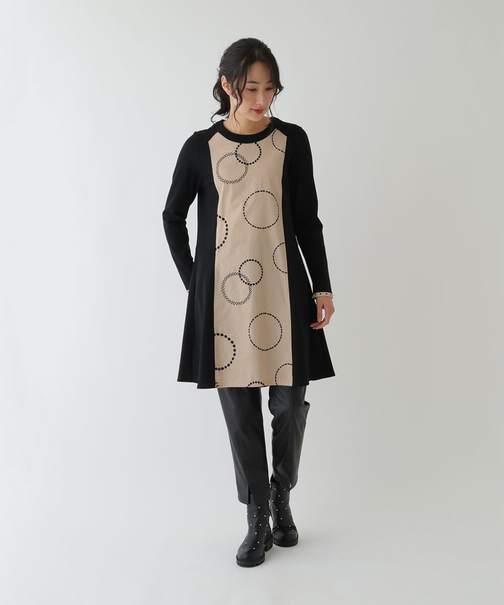 RLBAU25350 HIROKO BIS GRANDE(ヒロコ ビス グランデ) 【洗える】サークル刺繍デザインチュニック ブラック