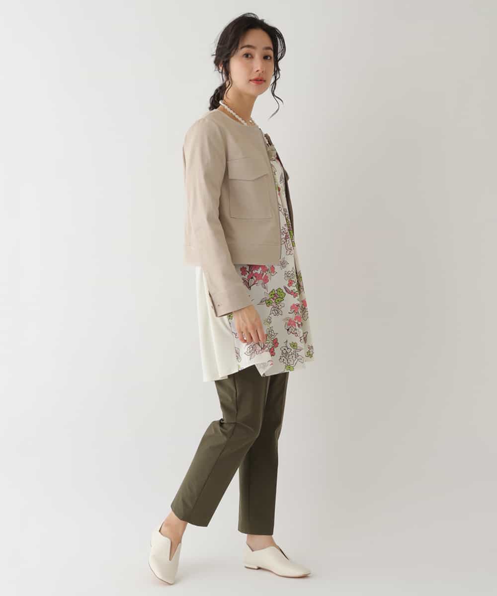 RLBDS27310 HIROKO BIS GRANDE(ヒロコ ビス グランデ) 【洗える】フロントタック花束柄プリントチュニックブラウス ライトブルー