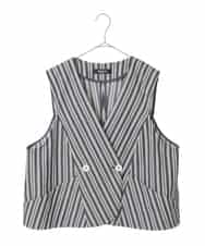 RLBED15290 HIROKO BIS GRANDE(ヒロコ ビス グランデ) ストライプショートジレ ネイビー