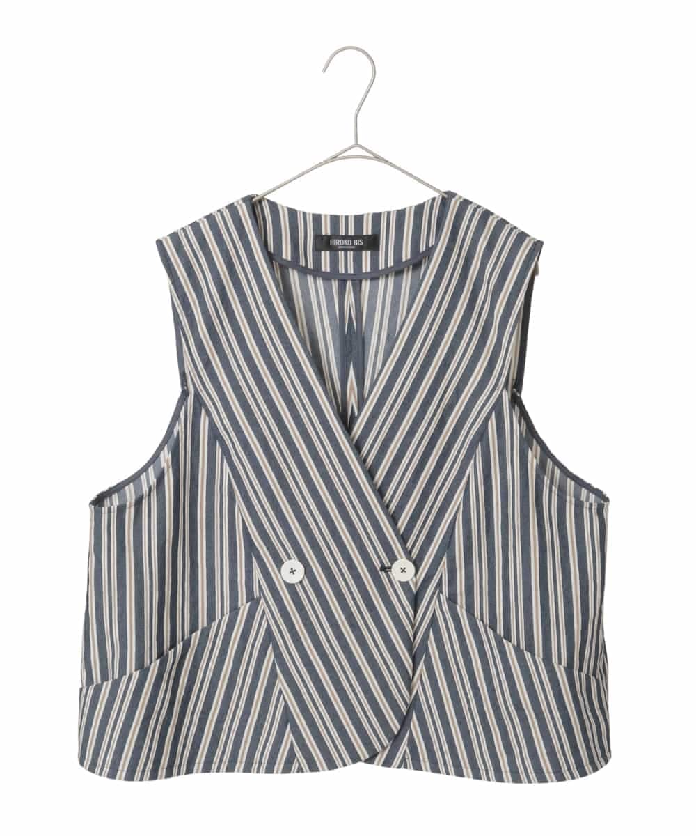 RLBED15290 HIROKO BIS GRANDE(ヒロコ ビス グランデ) ストライプショートジレ ネイビー