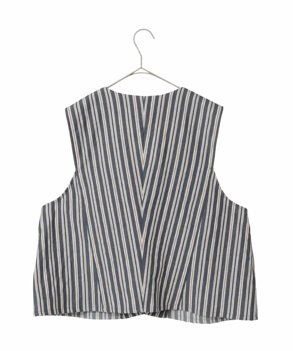 RLBED15290 HIROKO BIS GRANDE(ヒロコ ビス グランデ) ストライプショートジレ ネイビー