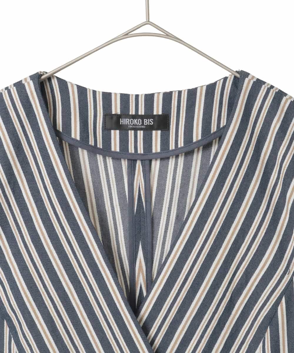RLBED15290 HIROKO BIS GRANDE(ヒロコ ビス グランデ) ストライプショートジレ ネイビー