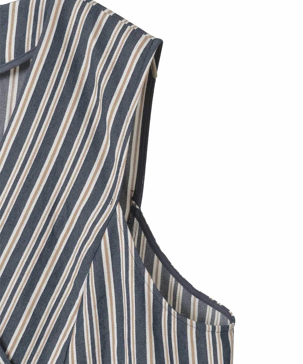 RLBED15290 HIROKO BIS GRANDE(ヒロコ ビス グランデ) ストライプショートジレ ネイビー