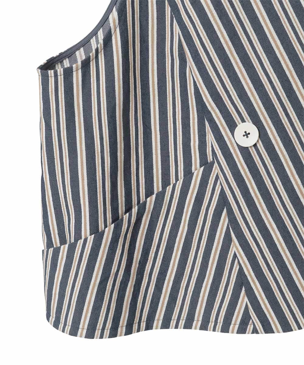 RLBED15290 HIROKO BIS GRANDE(ヒロコ ビス グランデ) ストライプショートジレ ネイビー