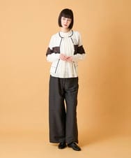 RLBED50280 HIROKO BIS GRANDE(ヒロコ ビス グランデ) 【大きいサイズ】スタンドカラーかまぼこプリーツブラウス /洗える ダークグレー