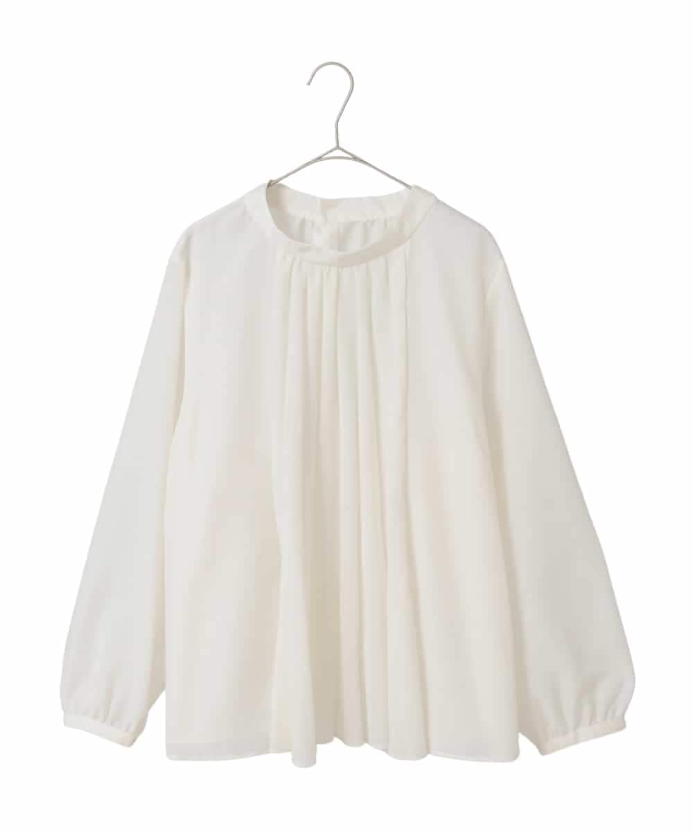 RLBED50280 HIROKO BIS GRANDE(ヒロコ ビス グランデ) スタンドカラーかまぼこプリーツブラウス アイボリー