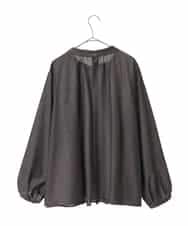 RLBED50280 HIROKO BIS GRANDE(ヒロコ ビス グランデ) スタンドカラーかまぼこプリーツブラウス ダークグレー