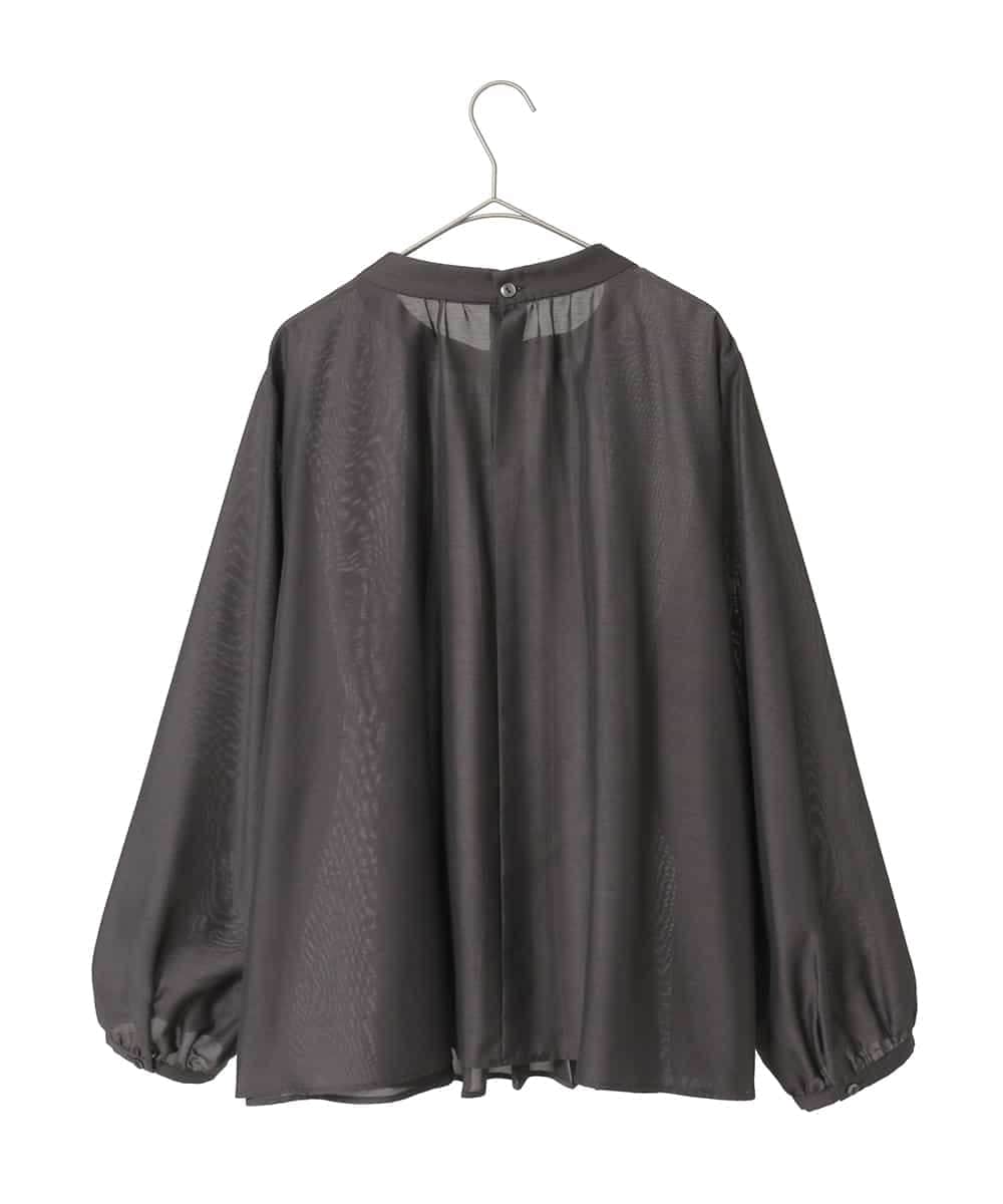 RLBED50280 HIROKO BIS GRANDE(ヒロコ ビス グランデ) スタンドカラーかまぼこプリーツブラウス ダークグレー