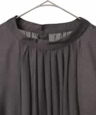 RLBED50280 HIROKO BIS GRANDE(ヒロコ ビス グランデ) スタンドカラーかまぼこプリーツブラウス ダークグレー