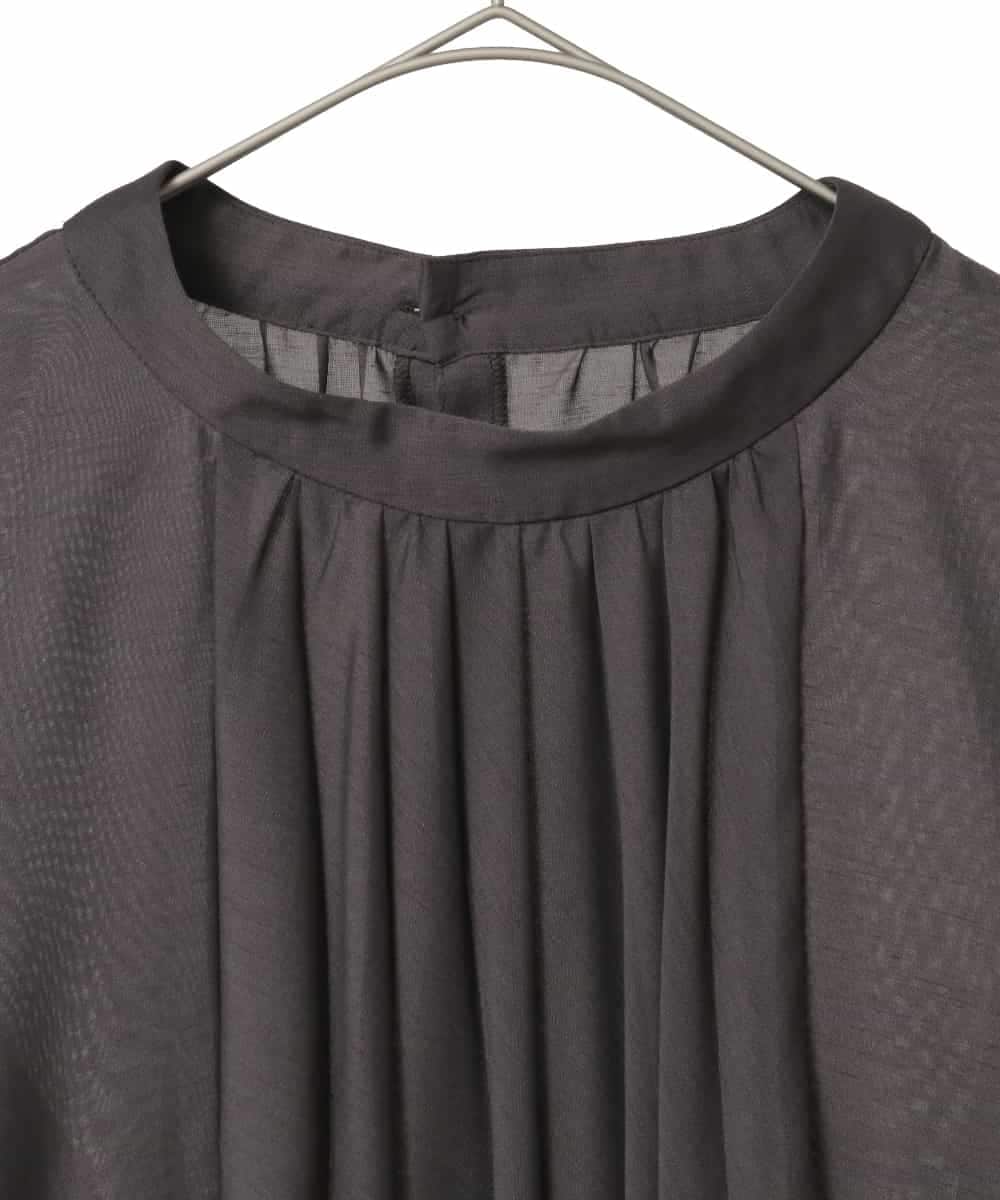 RLBED50280 HIROKO BIS GRANDE(ヒロコ ビス グランデ) スタンドカラーかまぼこプリーツブラウス ダークグレー