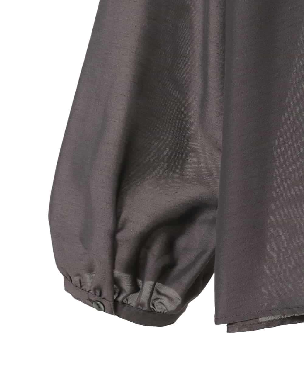 RLBED50280 HIROKO BIS GRANDE(ヒロコ ビス グランデ) スタンドカラーかまぼこプリーツブラウス ダークグレー