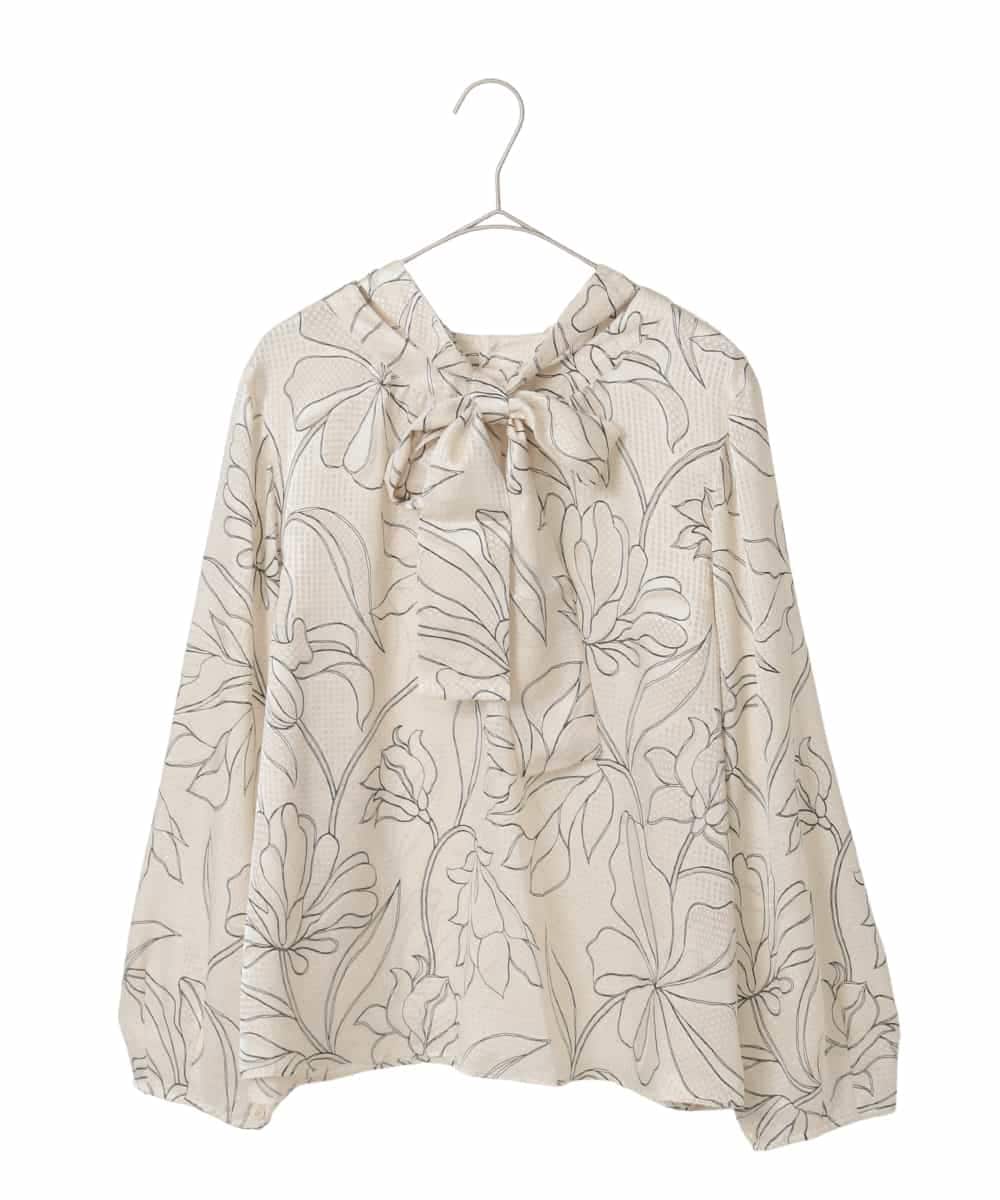 RLBED55310 HIROKO BIS GRANDE(ヒロコ ビス グランデ) ボタニカルモチーフプルオーバーブラウス アイボリー