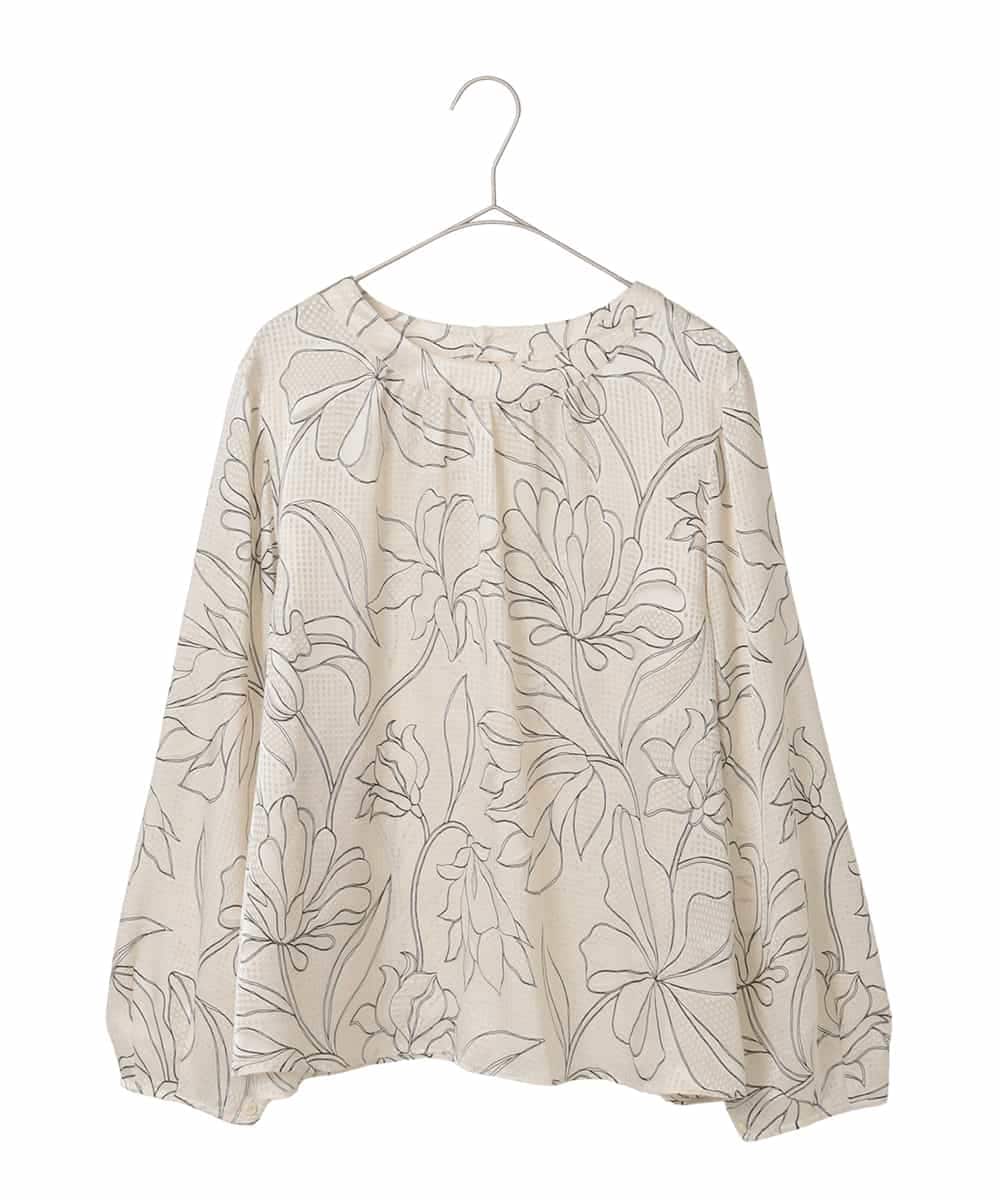 RLBED55310 HIROKO BIS GRANDE(ヒロコ ビス グランデ) ボタニカルモチーフプルオーバーブラウス アイボリー