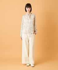 RLBED55310 HIROKO BIS GRANDE(ヒロコ ビス グランデ) 【大きいサイズ】ボタニカルモチーフプルオーバーブラウス /洗える アイボリー