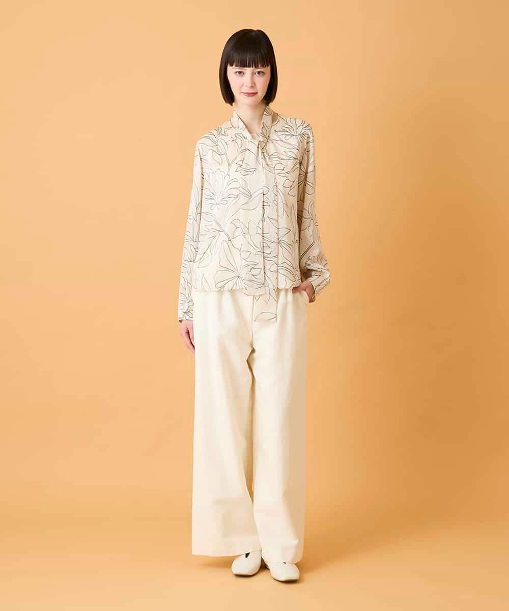 RLBED55310 HIROKO BIS GRANDE(ヒロコ ビス グランデ) 【大きいサイズ】ボタニカルモチーフプルオーバーブラウス /洗える アイボリー