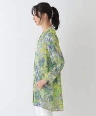 RLBES16350 HIROKO BIS GRANDE(ヒロコ ビス グランデ) 【洗濯機で洗える】モザイク柄プリントチュニックブラウス グリーン