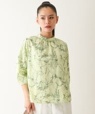 RLBFB30310 HIROKO BIS GRANDE(ヒロコ ビス グランデ) 【大きいサイズ】線描き刺繍デザインブラウス /洗える イエローグリーン