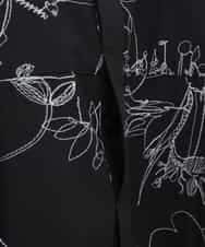 RLBFB31380 HIROKO BIS GRANDE(ヒロコ ビス グランデ) 【大きいサイズ】線描き刺繍ロング丈ブラウス /洗える ブラック