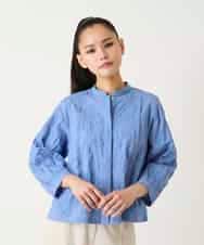 RLBFD25290 HIROKO BIS GRANDE(ヒロコ ビス グランデ) ボタニカルモチーフショートブラウス ブルー