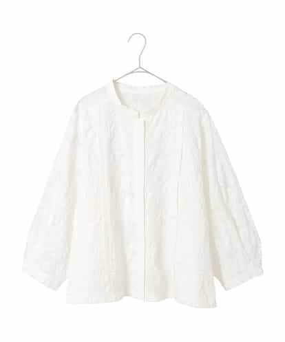 RLBFD25290 HIROKO BIS GRANDE 【大きいサイズ】ボタニカルモチーフショートブラウス