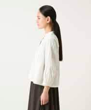 RLBFD25290 HIROKO BIS GRANDE(ヒロコ ビス グランデ) ボタニカルモチーフショートブラウス ホワイト