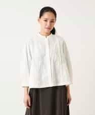 RLBFD25290 HIROKO BIS GRANDE(ヒロコ ビス グランデ) ボタニカルモチーフショートブラウス ホワイト