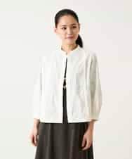 RLBFD25290 HIROKO BIS GRANDE(ヒロコ ビス グランデ) ボタニカルモチーフショートブラウス ホワイト