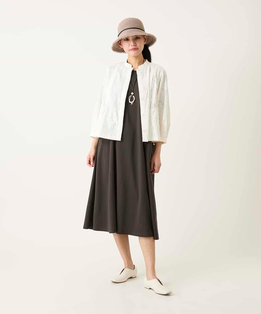 RLBFD25290 HIROKO BIS GRANDE(ヒロコ ビス グランデ) ボタニカルモチーフショートブラウス ホワイト