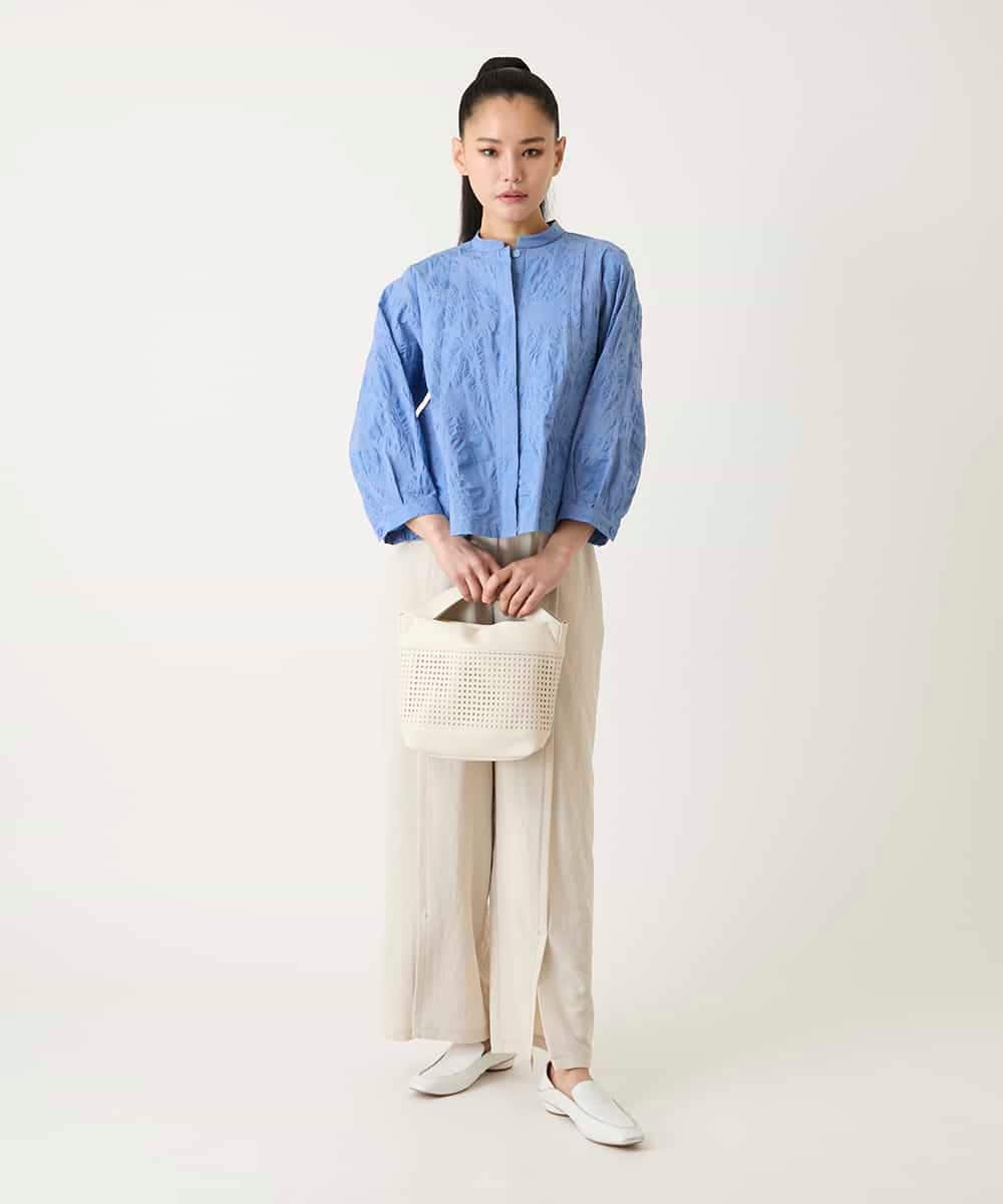 RLBFD25290 HIROKO BIS GRANDE(ヒロコ ビス グランデ) ボタニカルモチーフショートブラウス ホワイト