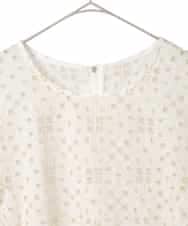 RLBFD33290 HIROKO BIS GRANDE(ヒロコ ビス グランデ) 【大きいサイズ】アイレット刺繍タックヘムブラウス アイボリー