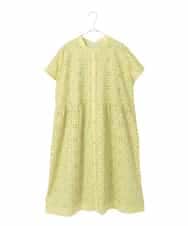 RLBFD34410 HIROKO BIS GRANDE(ヒロコ ビス グランデ) 【大きいサイズ】アイレット刺繍フレンチスリーブチュニックブラウス ライトイエロー