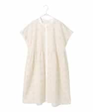 RLBFD34410 HIROKO BIS GRANDE(ヒロコ ビス グランデ) 【大きいサイズ】アイレット刺繍フレンチスリーブチュニックブラウス アイボリー