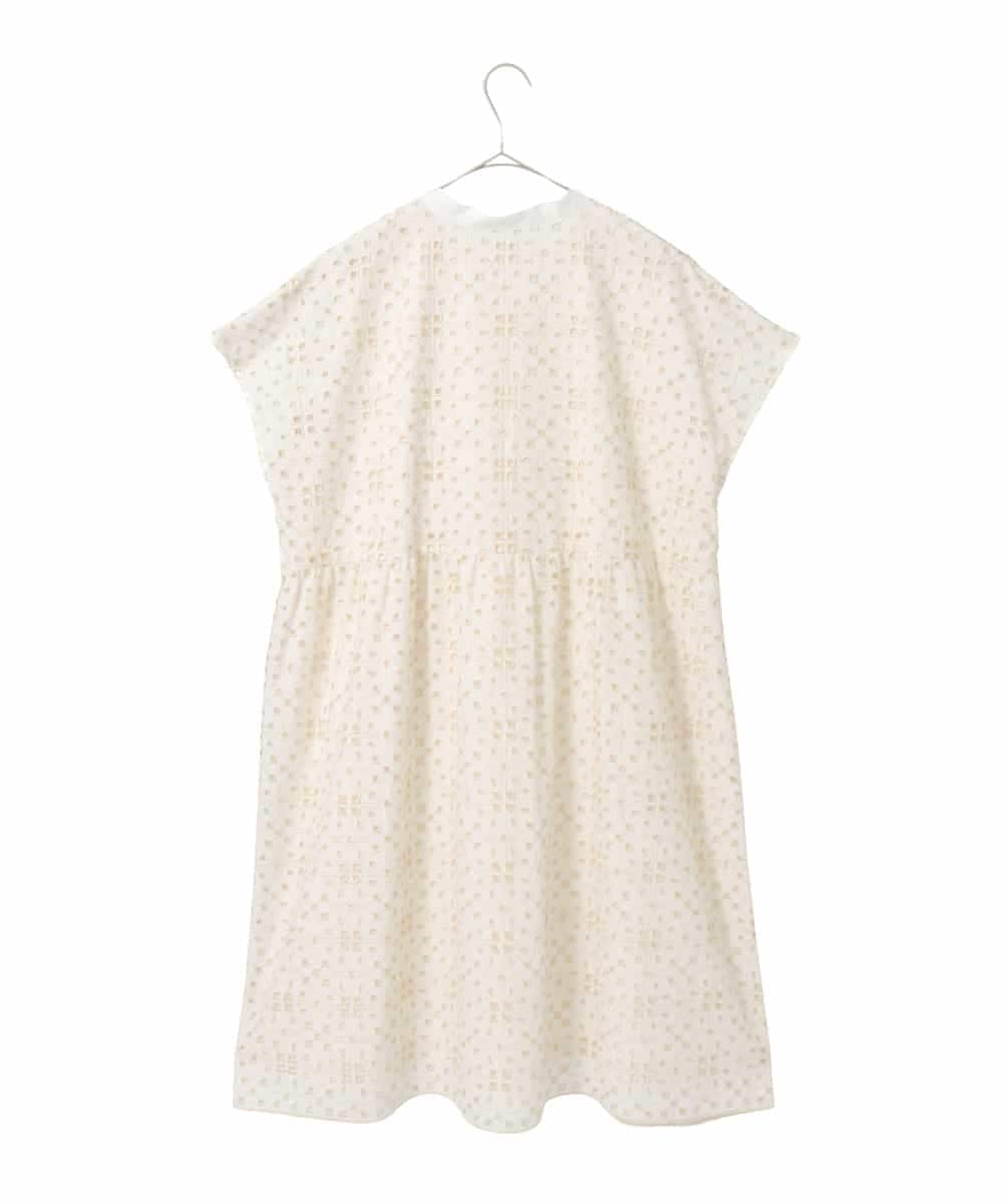 RLBFD34410 HIROKO BIS GRANDE(ヒロコ ビス グランデ) 【大きいサイズ】アイレット刺繍フレンチスリーブチュニックブラウス アイボリー