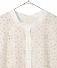 RLBFD34410 HIROKO BIS GRANDE(ヒロコ ビス グランデ) 【大きいサイズ】アイレット刺繍フレンチスリーブチュニックブラウス アイボリー